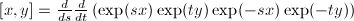 $[x,y]=\frac{d}{ds}\frac{d}{dt}\left(\exp(sx)\exp(ty)\exp(-sx)\exp(-ty)\right)$