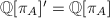 $\mathbb{Q}[\pi_A]'{}=\mathbb{Q}[\pi_A]$