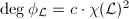 $\deg\phi_\mathcal{L}=c\cdot \chi(\mathcal{L})^2$