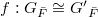 $f:G_{\bar F}\cong G'{}_{\bar F}$