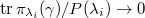 $\tr\pi_{\lambda_i}(\gamma)/P(\lambda_i)\rightarrow0$