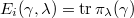 $E_i(\gamma,\lambda)=\tr\pi_\lambda(\gamma)$