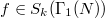 $f\in S_k(\Gamma_1(N))$