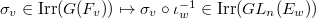 $\sigma_v\in\Irr(G(F_v))\mapsto\sigma_v\circ\iota_w^{-1}\in\Irr(GL_n(E_w))$