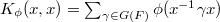 $K_\phi(x,x)=\sum_{\gamma\in G(F)}\phi(x^{-1}\gamma x)$