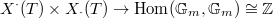 $X^\cdot(T)\times X_\cdot(T)\rightarrow \Hom(\mathbb{G}_m, \mathbb{G}_m)\cong \mathbb{Z}$