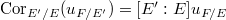 $\Cor_{E'/E}(u_{F/E'})=[E': E]u_{F/E}$