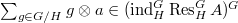 $\sum_{g\in G/H}g\otimes a\in (\ind_H^G \Res_H^G A)^G$