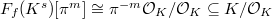 $F_f(K^s)[\pi^m]\cong \pi^{-m}\mathcal{O}_K/\mathcal{O}_K\subseteq K/\mathcal{O}_K$