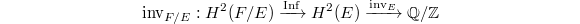 $$\inv_{F/E}: H^2(F/E)\xrightarrow{\Inf} H^2(E)\xrightarrow{\inv_E} \mathbb{Q} /\mathbb{Z}$$