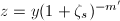 $z=y(1+\zeta_s)^{-m'}$