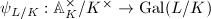 $\psi_{L/K}: \mathbb{A}_K^\times/K^\times\rightarrow \Gal(L/K)$