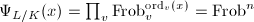 $\Psi_{L/K}(x)=\prod_v\Frob_v^{\ord_v(x)}=\Frob^n$