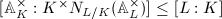 $[\mathbb{A}_K^\times: K^\times N_{L/K}(\mathbb{A}_L^\times)]\le[L:K]$