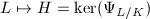 $L\mapsto H=\ker(\Psi_{L/K})$