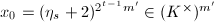 $x_0=(\eta_s+2)^{2^{t-1}m'}\in (K^\times)^{m'}$