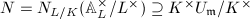 $N=N_{L/K}(\mathbb{A}_L^\times/L^\times)\supseteq K^\times U_\mathfrak{m}/K^\times$