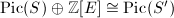 $\Pic(S)\oplus \mathbb{Z}[E]\cong\Pic(S')$