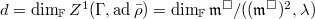 $d=\dim_\mathbb{F} Z^1(\Gamma,\ad\bar\rho)=\dim_\mathbb{F} \mathfrak{m}^\Box/((\mathfrak{m}^\Box)^2,\lambda)$