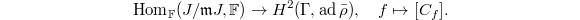 $$\Hom_\mathbb{F}(J/\mathfrak{m}J,\mathbb{F})\rightarrow H^2(\Gamma,\ad\bar\rho),\quad f\mapsto [C_f].$$