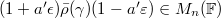 $(1+a'\epsilon)\bar\rho(\gamma)(1-a'\varepsilon)\in M_n(\mathbb{F})$