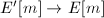$E'[m]\rightarrow E[m]$