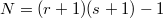 $N=(r+1)(s+1)-1$