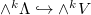 $\wedge^k\Lambda\hookrightarrow \wedge^kV$