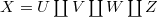 $X= U\coprod V \coprod W\coprod Z$