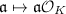 $\mathfrak{a}\mapsto \mathfrak{a}{\cal O}_K$