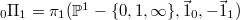 $_0\Pi_1=\pi_1(\mathbb{P}^1-\{0,1,\infty\}, \vec 1_0,-\vec 1_1)$
