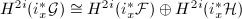 $H^{2i}(i_x^*\mathcal{G})\cong H^{2i}(i_x^*\mathcal{F})\oplus H^{2i}(i_x^*\mathcal{H})$