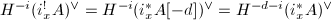 $H^{-i}(i_x^!A)^\vee= H^{-i}(i_x^*A[-d])^\vee=H^{-d-i}(i_x^*A)^\vee$