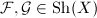 $\mathcal{F},\mathcal{G}\in \mathrm{Sh}(X)$