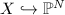 $X\hookrightarrow \mathbb{P}^N$