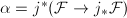 $\alpha=j^*(\mathcal{F}\rightarrow j_*\mathcal{F})$