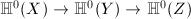 $\mathbb{H}^0(X)\rightarrow\mathbb{H}^0(Y)\rightarrow\mathbb{H}^0(Z)$
