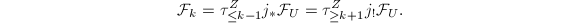 $$\mathcal{F}_k=\tau_{\le k-1}^Zj_*\mathcal{F}_U=\tau_{\ge k+1}^Z j_!\mathcal{F}_U.$$