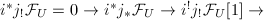 $i^*j_!\mathcal{F}_U=0\rightarrow i^*j_*\mathcal{F}_U\rightarrow i^!j_!\mathcal{F}_U[1 ]\rightarrow$