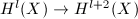 $H^l(X)\rightarrow H^{l+2}(X)$