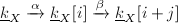 $\underline{k}_X\xrightarrow{\alpha} \underline{k}_X[i]\xrightarrow{\beta} \underline{k}_X[i+j]$