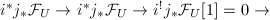$i^*j_*\mathcal{F}_U\rightarrow i^*j_*\mathcal{F}_U\rightarrow i^!j_*\mathcal{F}_U[1 ]=0\rightarrow$