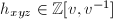 $h_{xyz}\in \mathbb{Z}[v,v^{-1}]$