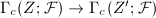 $\Gamma_c(Z;\mathcal{F})\rightarrow \Gamma_c(Z';\mathcal{F})$