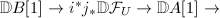 $\mathbb{D}B[1 ]\rightarrow i^*j_*\mathbb{D}\mathcal{F}_U\rightarrow\mathbb{D}A[1 ]\rightarrow$