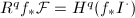 $R^qf_*\mathcal{F}= H^q(f_* I^\cdot)$