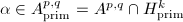 $\alpha\in A^{p,q}_\mathrm{prim}=A^{p,q}\cap H^k_\mathrm{prim}$