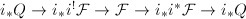 $i_*Q\rightarrow i_*i^!\mathcal{F}\rightarrow\mathcal{F}\rightarrow i_*i^*\mathcal{F}\rightarrow i_*Q$
