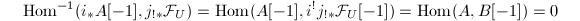$$\Hom^{-1}(i_*A[-1],j_{!*}\mathcal{F}_U)=\Hom(A[-1],i^!j_{!*}\mathcal{F}_U[-1])=\Hom(A, B[-1])=0$$