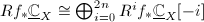 $Rf_*\underline{\mathbb{C}}_X\cong\bigoplus_{i=0}^{2n}R^if_*\underline{\mathbb{C}}_X[-i]$